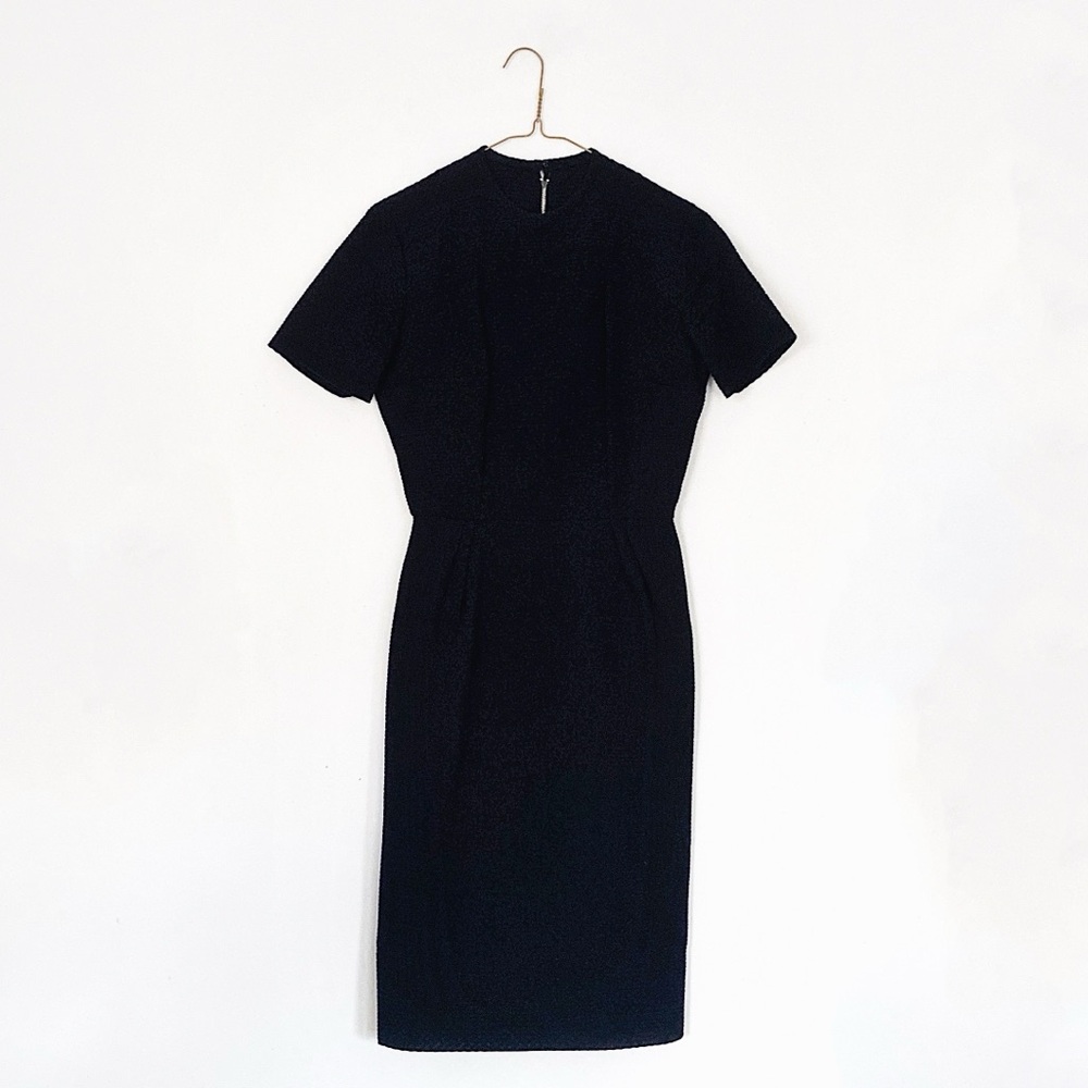 50s minimalist little black midi dress • classic timeless petite vintage - Picture 2 of 10
